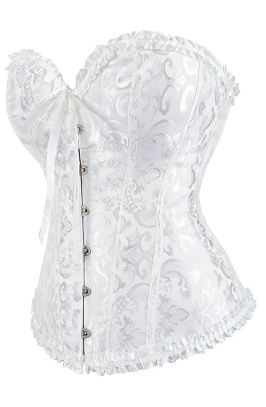 Elegant White Brocade Corset