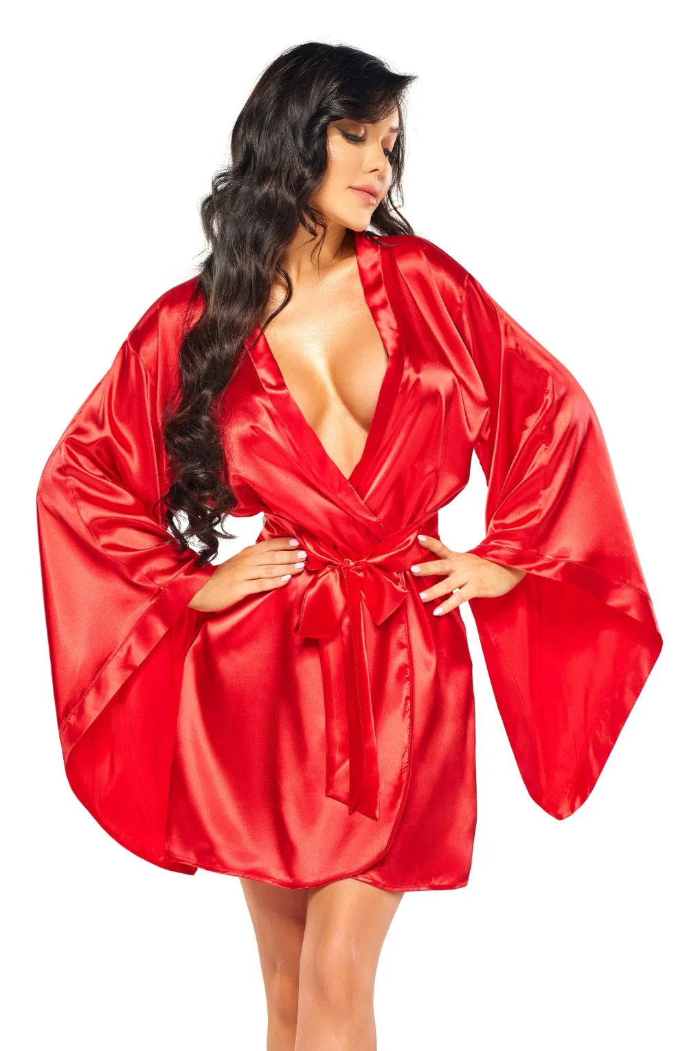 "Samira Red Luxury Peignoir | Designer Robe | Velure"
