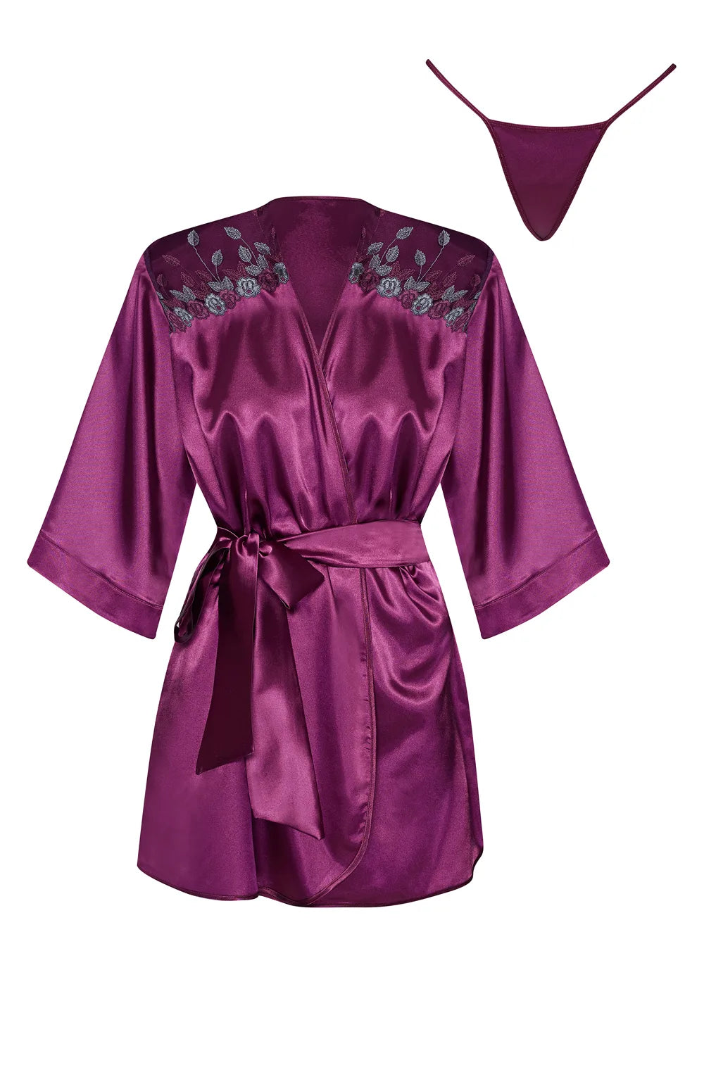 Burgundy Peignoir Robe | Luxury Silk Sleepwear | Velure